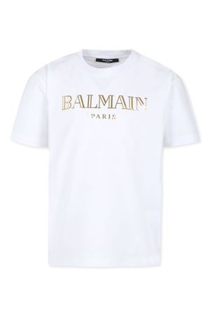 tshirt in cotone bianco BALMAIN PARIS KIDS | BV8R41Z0057100OR